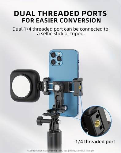 TELESIN Horizontal and Vertical Mobile Phone Clip – 360° Rotating Phone Bracket for Photography, Vlogging, and Live Streaming