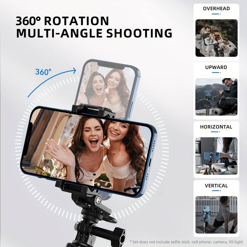 TELESIN Horizontal and Vertical Mobile Phone Clip – 360° Rotating Phone Bracket for Photography, Vlogging, and Live Streaming