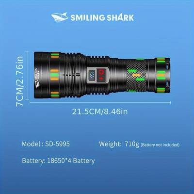 Smiling Shark SD-5995 LED Flashlight – M80 Ultra Bright, USB Rechargeable Handheld Flashlight with Zoom Features