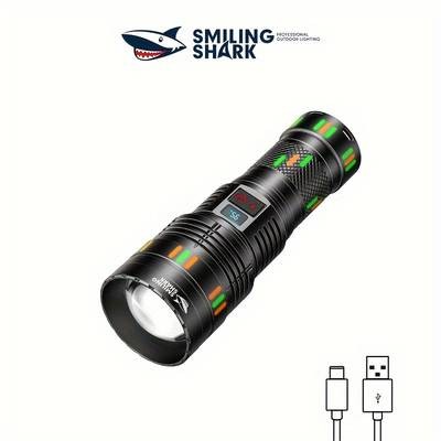 Smiling Shark SD-5995 LED Flashlight – M80 Ultra Bright, USB Rechargeable Handheld Flashlight with Zoom Features