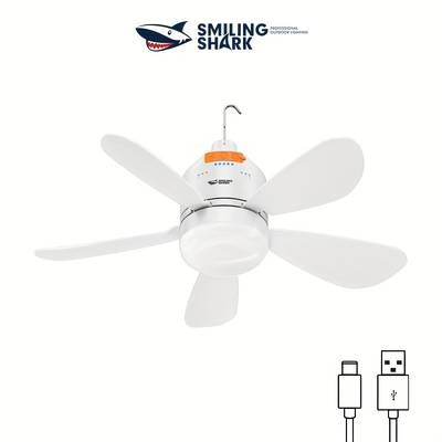 SMILING SHARK 2-in-1 Outdoor Camping Fan Light FS130 – USB Rechargeable Fan with Lighting Modes for Camping, Tents, and Home Use