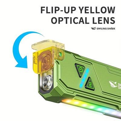 SMILING SHARK Tactical LED Flashlight – Super Bright 8-Color USB Rechargeable Flashlight with Magnetic Base