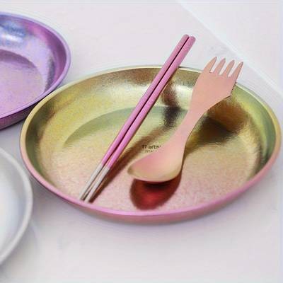 Tiartisan 800ml Pure Titanium Dinner Plate – Multi-Functional Lightweight Round Plate for Camping, Travel, and Home Use