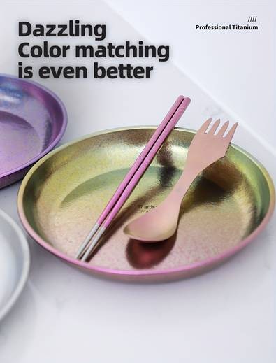 Tiartisan 800ml Pure Titanium Dinner Plate – Multi-Functional Lightweight Round Plate for Camping, Travel, and Home Use