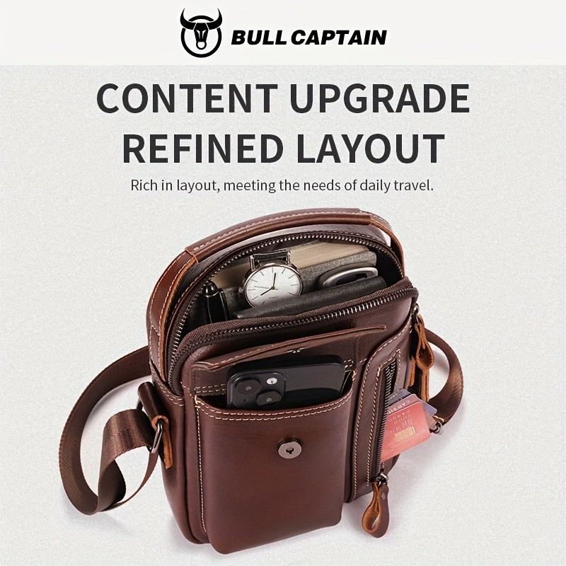 BULLCAPTAIN Men's Genuine Leather Backpack & Shoulder Bag
