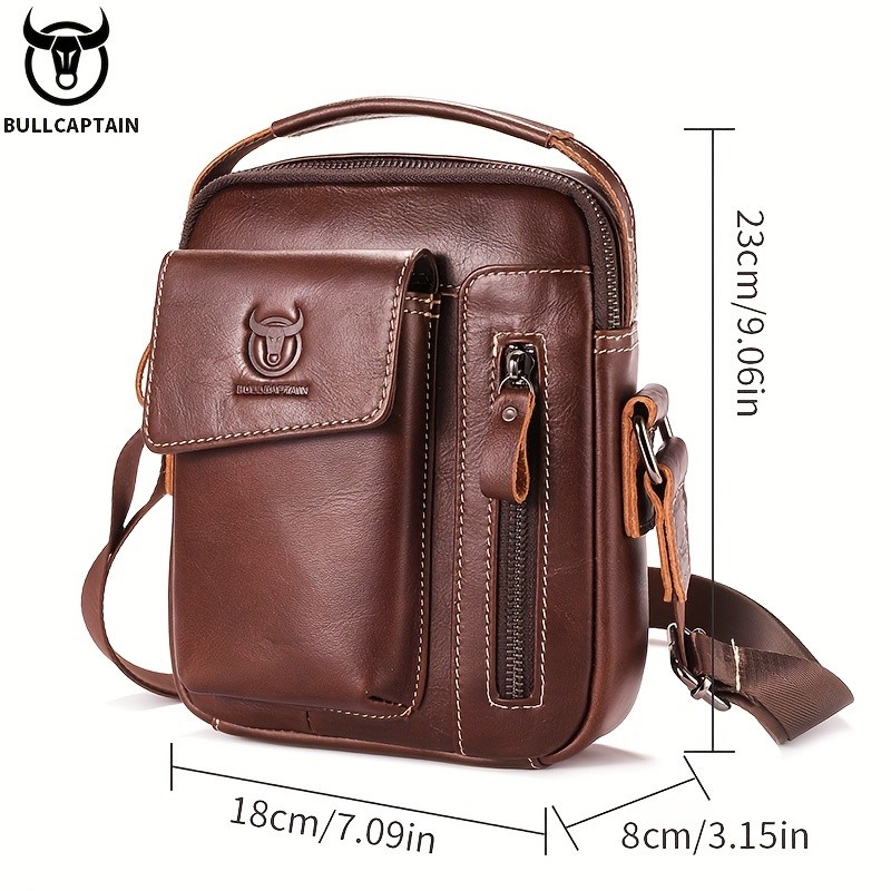 BULLCAPTAIN Men's Genuine Leather Backpack & Shoulder Bag