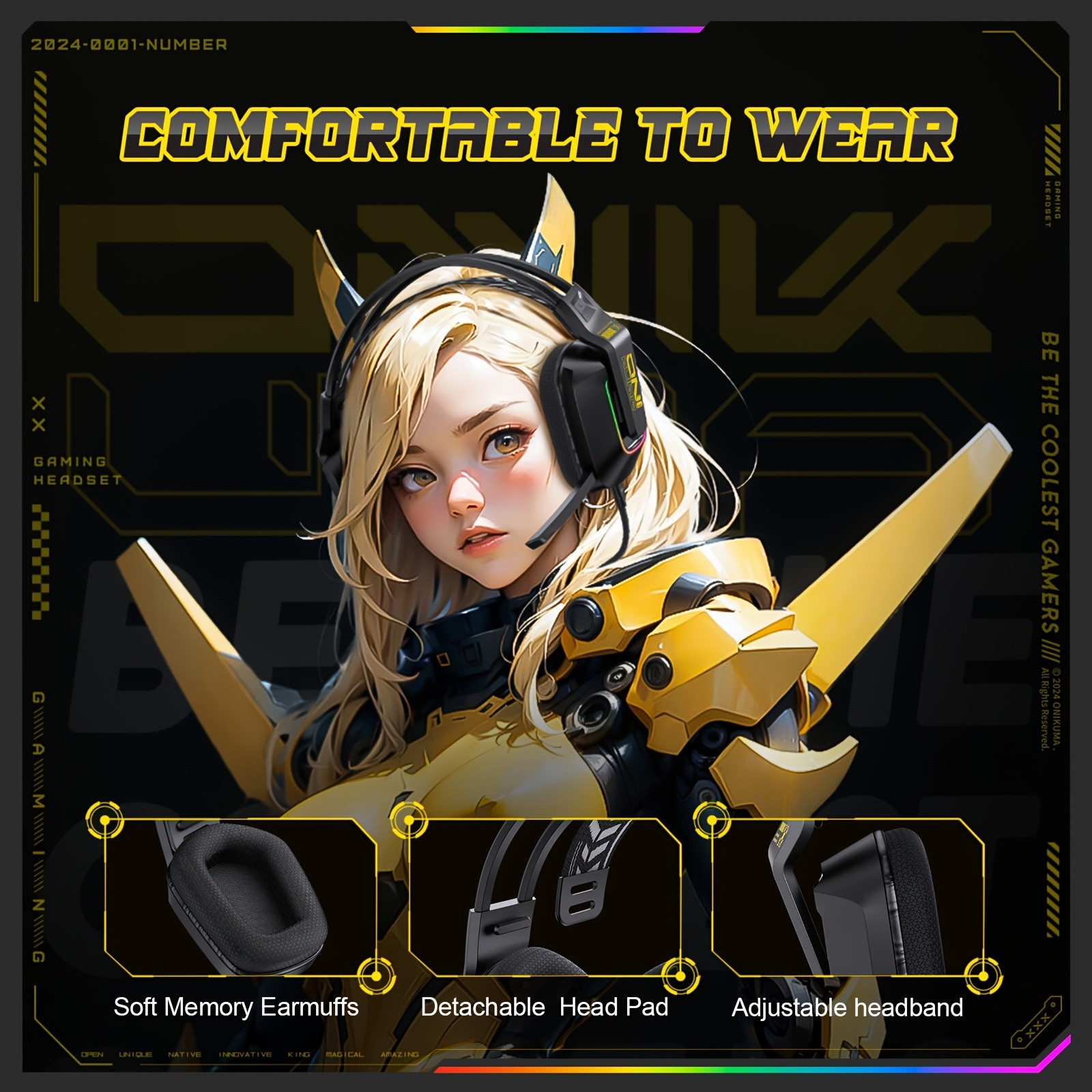 ONIKUMA Gaming Headset – Immersive Surround Sound with RGB Lighting & Noise-Cancelling Mic