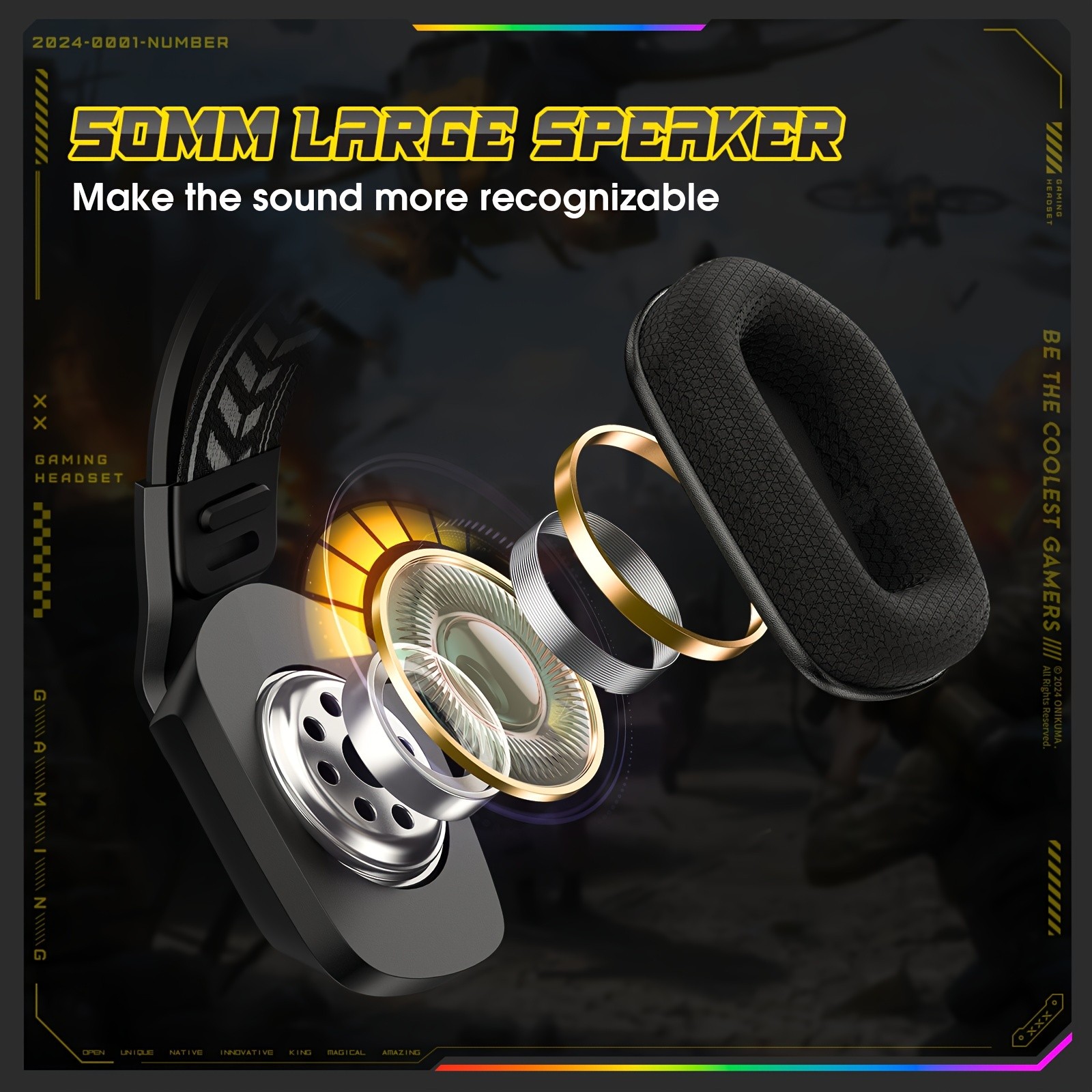 ONIKUMA Gaming Headset – Immersive Surround Sound with RGB Lighting & Noise-Cancelling Mic