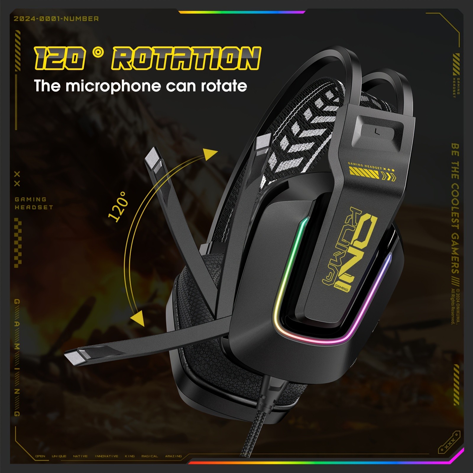 ONIKUMA Gaming Headset – Immersive Surround Sound with RGB Lighting & Noise-Cancelling Mic