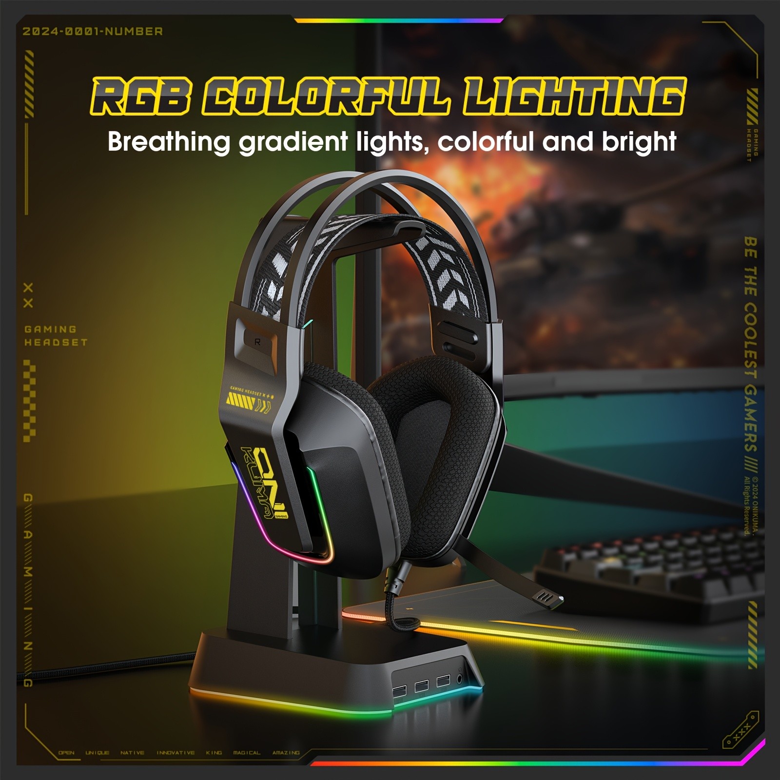 ONIKUMA Gaming Headset – Immersive Surround Sound with RGB Lighting & Noise-Cancelling Mic
