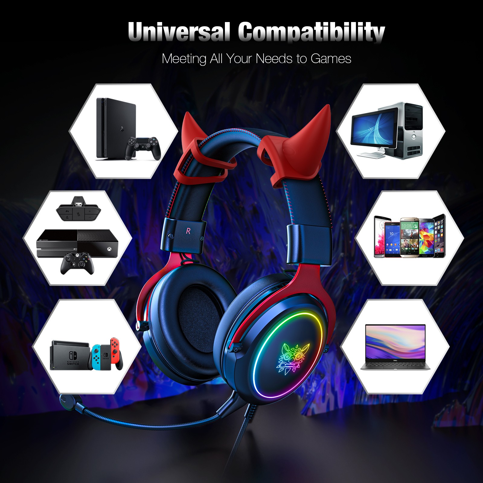 ONIKUMA Cat Ear Cute Gaming Earphones – Stylish, Comfortable, and Immersive Sound