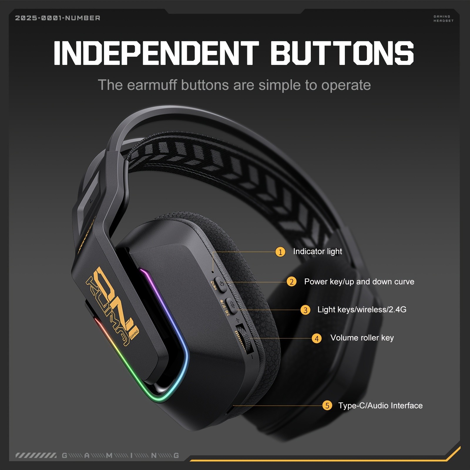 ONIKUMA Wireless Gaming Headset – 7.1 Surround Sound, RGB Lighting, and Dual Wireless Connectivity