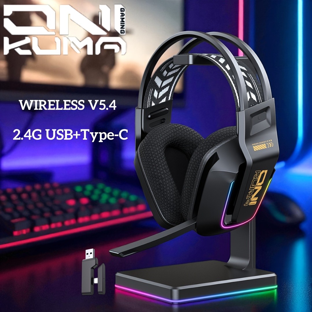ONIKUMA Wireless Gaming Headset – 7.1 Surround Sound, RGB Lighting, and Dual Wireless Connectivity