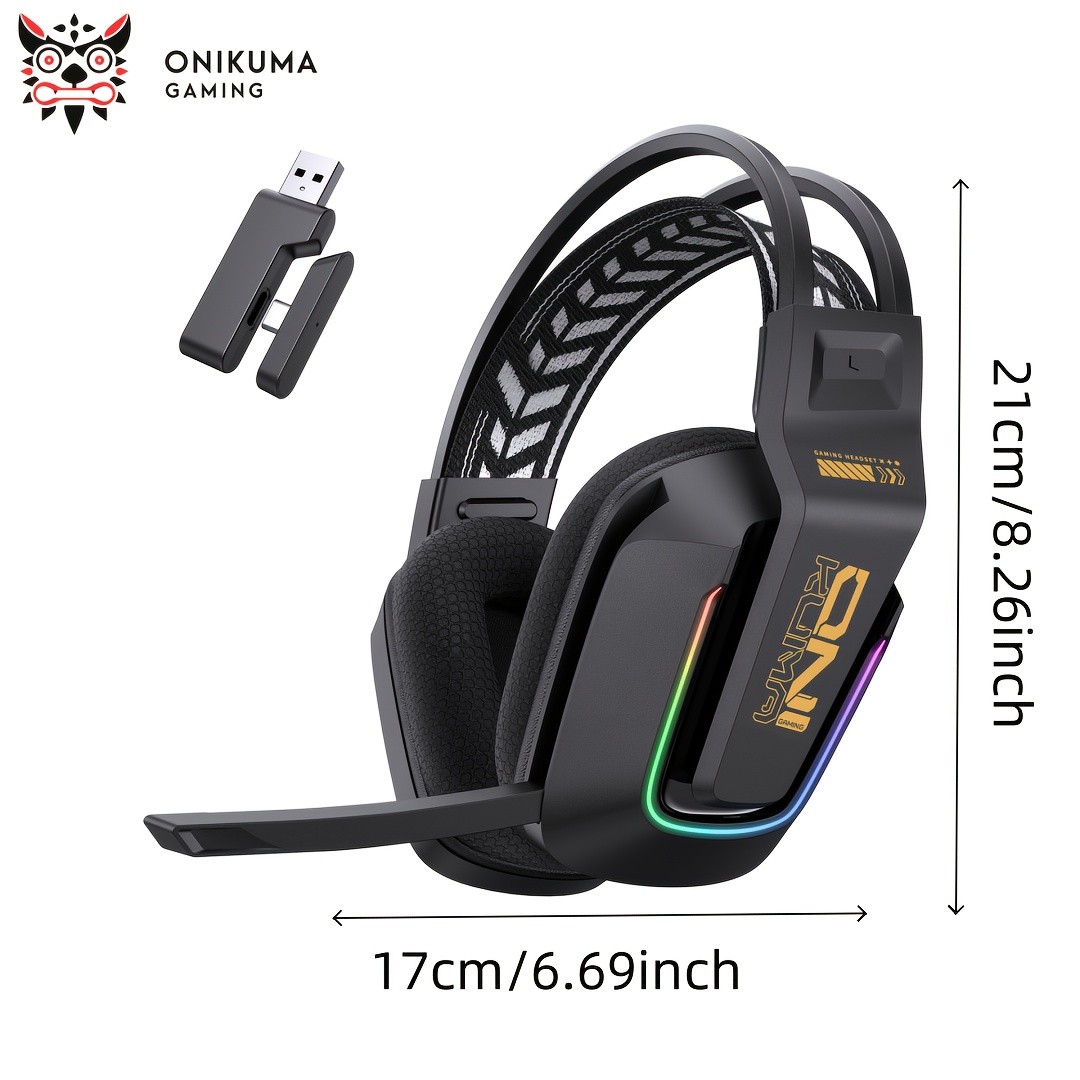 ONIKUMA Wireless Gaming Headset – 7.1 Surround Sound, RGB Lighting, and Dual Wireless Connectivity