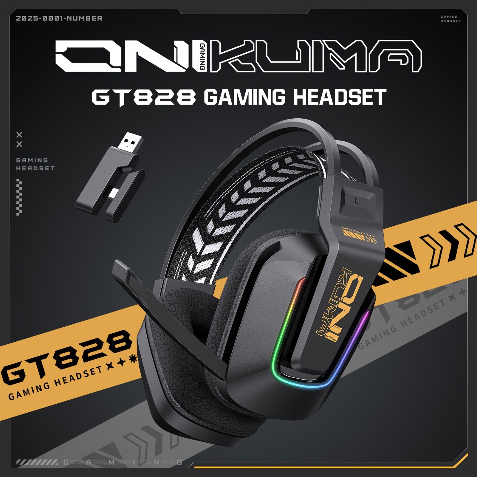 ONIKUMA Wireless Gaming Headset – 7.1 Surround Sound, RGB Lighting, and Dual Wireless Connectivity