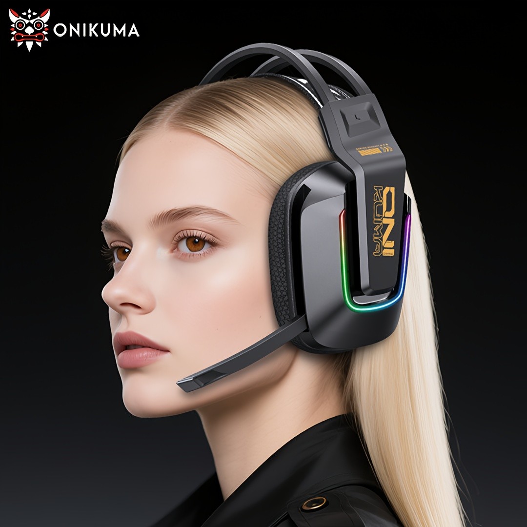 ONIKUMA Wireless Gaming Headset – 7.1 Surround Sound, RGB Lighting, and Dual Wireless Connectivity