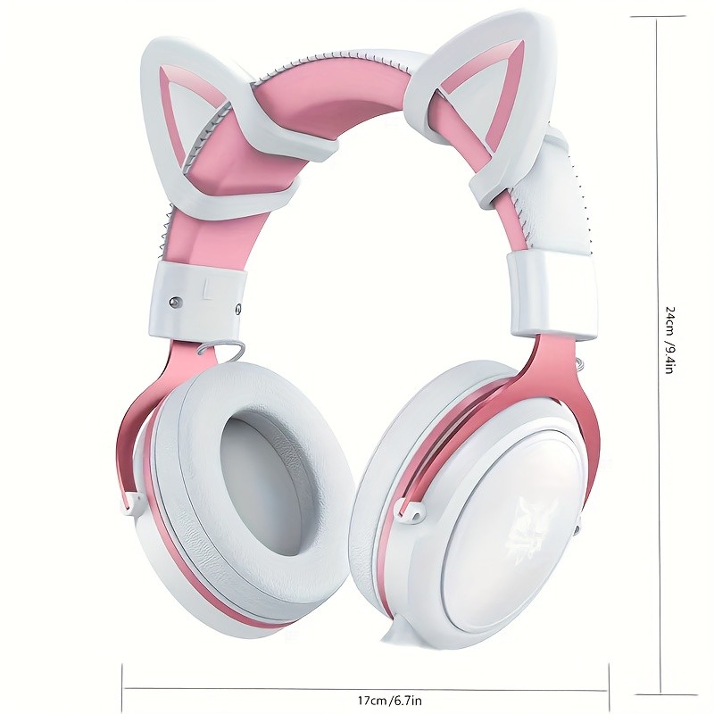 ONIKUMA 3.5mm Wired Gaming Headset – Panoramic Sound, Detachable Cat Ear Decor, and RGB Lighting