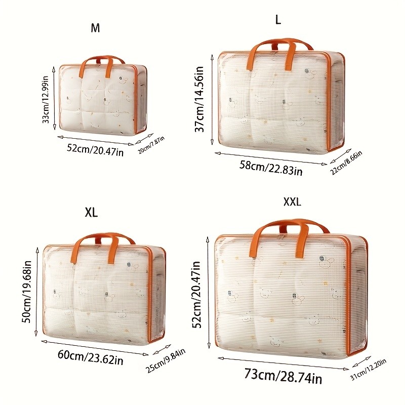 HEART LEAF 3pcs Extra-Large Transparent Travel Storage Bags