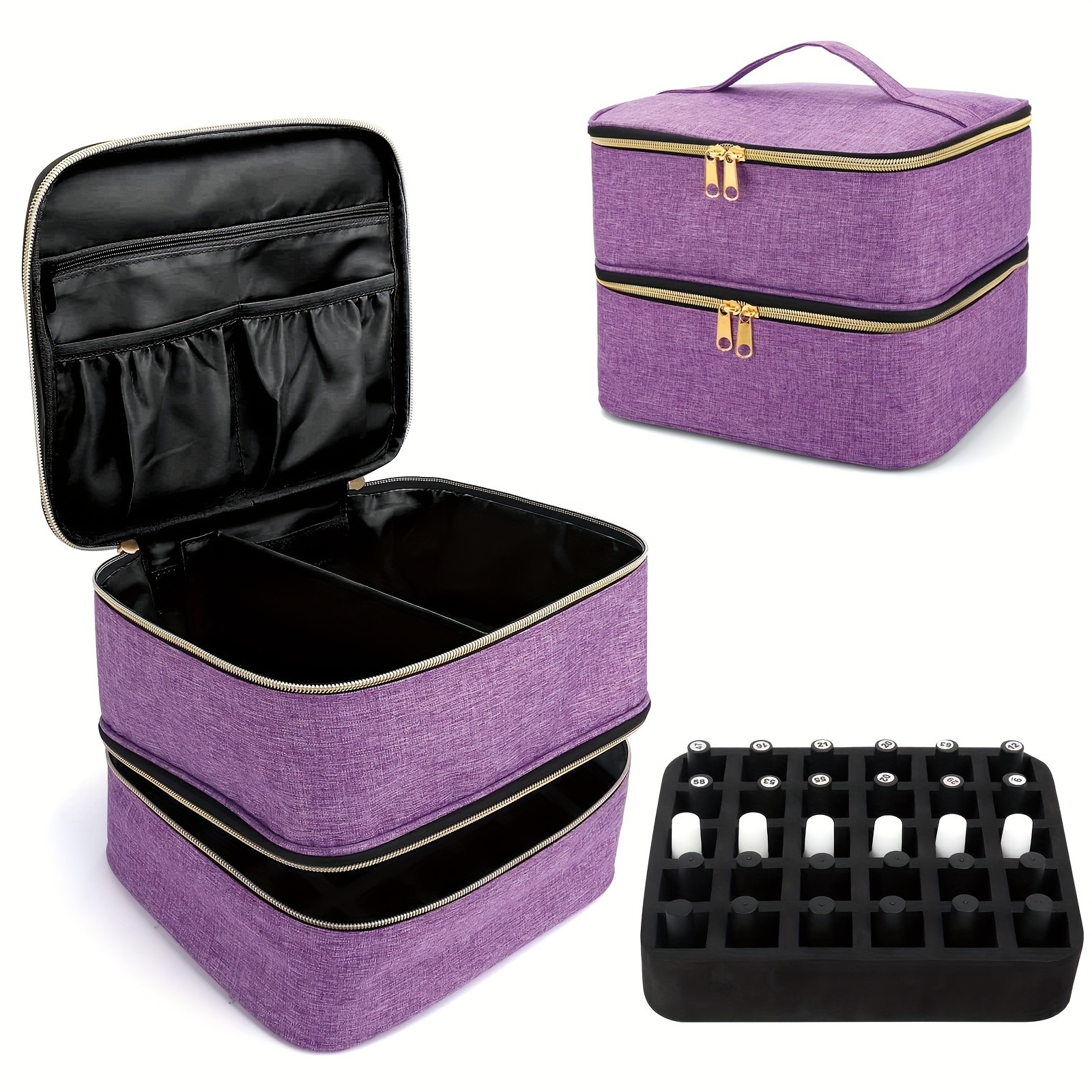 UOZL Double Layer Cosmetic Bag with Handle