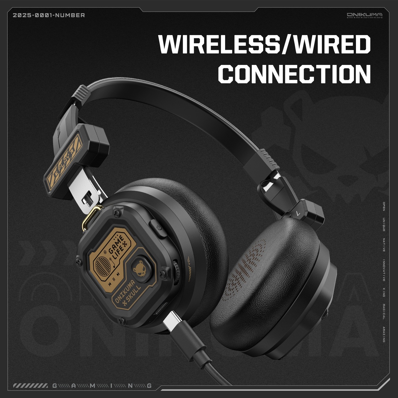 ONIKUMA Portable Foldable Wireless Headphones – Smart Noise Cancellation, Dual-Mode Connectivity, Stylish Design