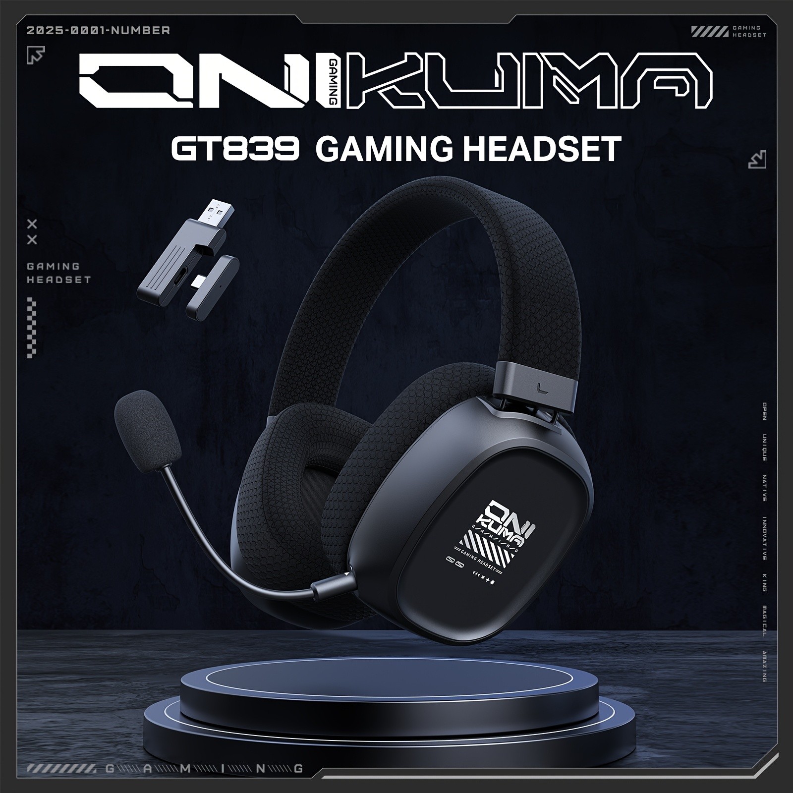 ONIKUMA Gaming Headset – 7.1 Surround Sound, Triple-Mode Connectivity, Ultra-Low Latency