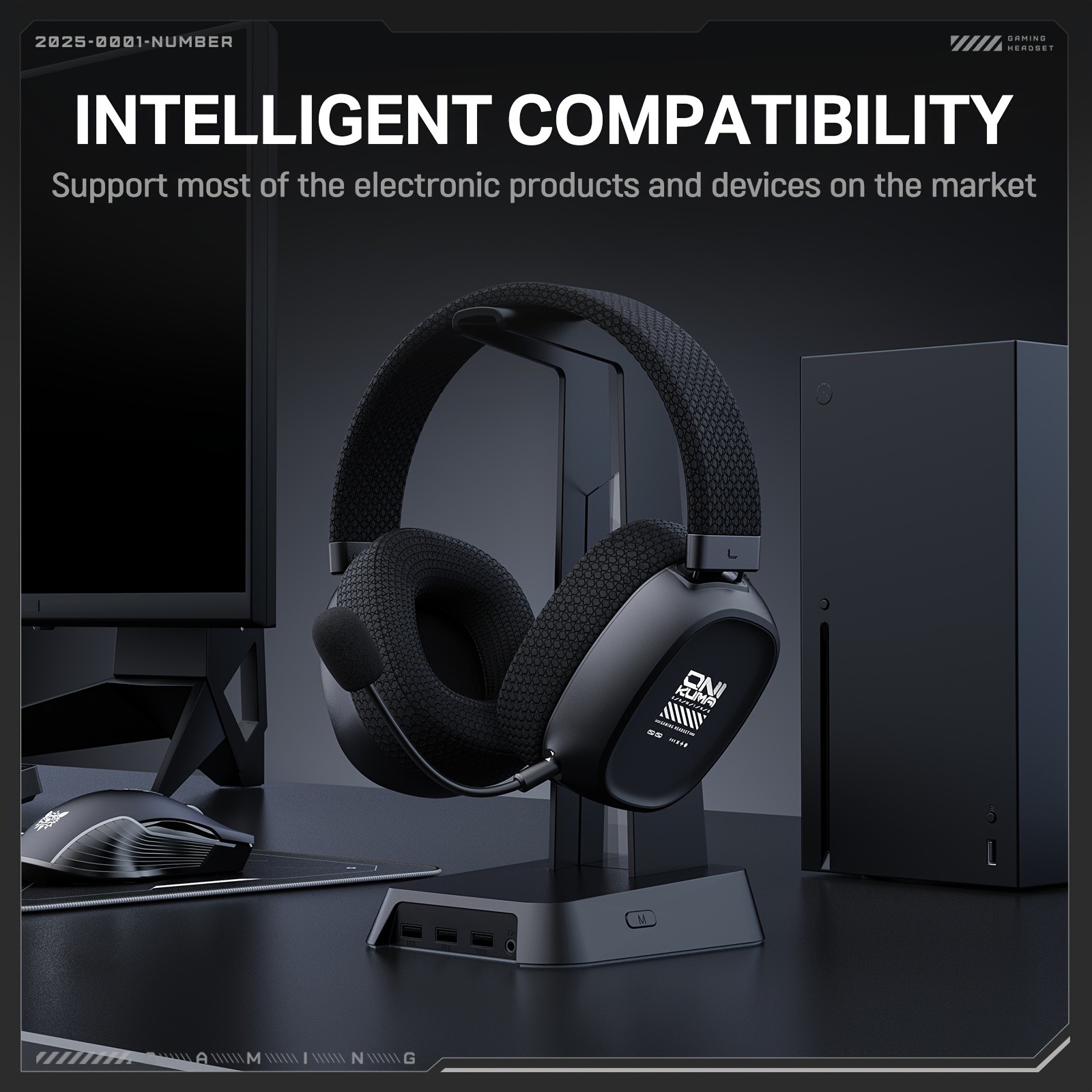 ONIKUMA Gaming Headset – 7.1 Surround Sound, Triple-Mode Connectivity, Ultra-Low Latency