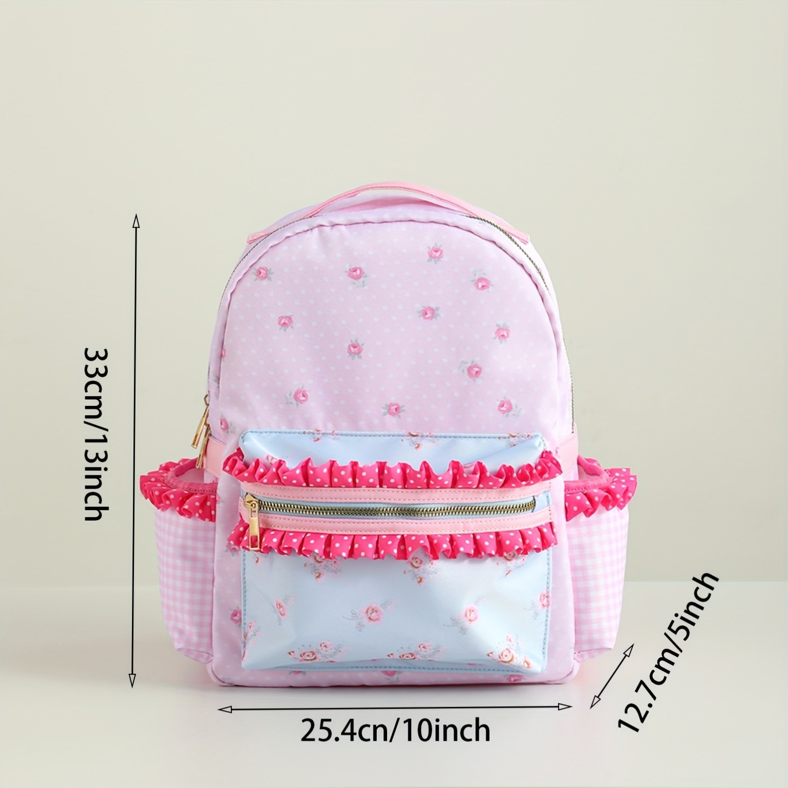 DANCURKEY Custom Name Letter Lace Patchwork Adjustable Backpack