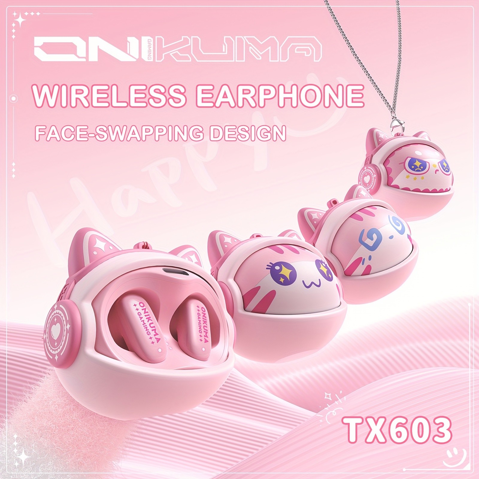ONIKUMA TX603 New Face-Changing Wireless Headphones – Stylish, Touch Control, and Customizable Design