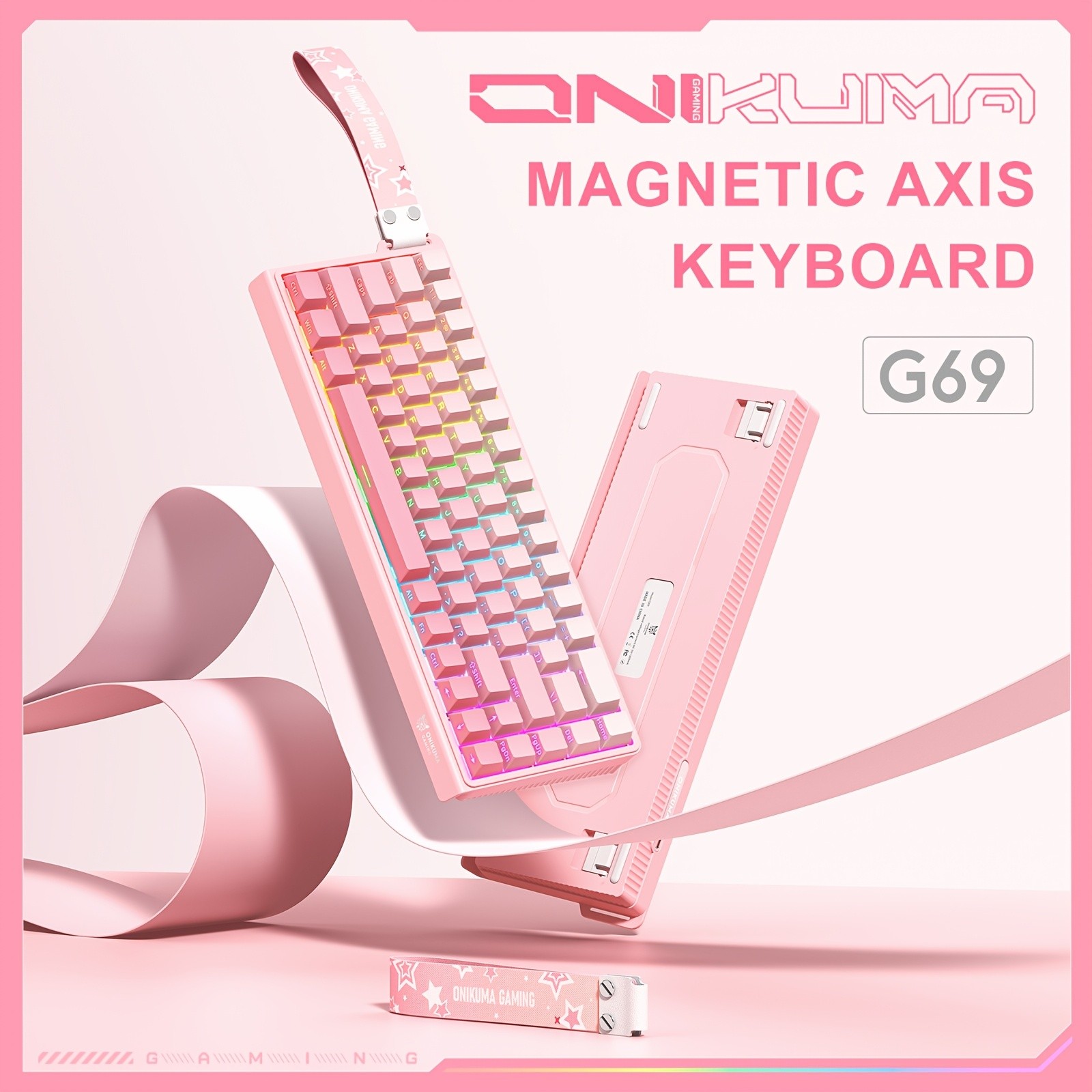 ONIKUMA PC Gaming Keyboard – 68% Mechanical Design, Hall Effect Magnetic Switch, 8000Hz Polling Rate