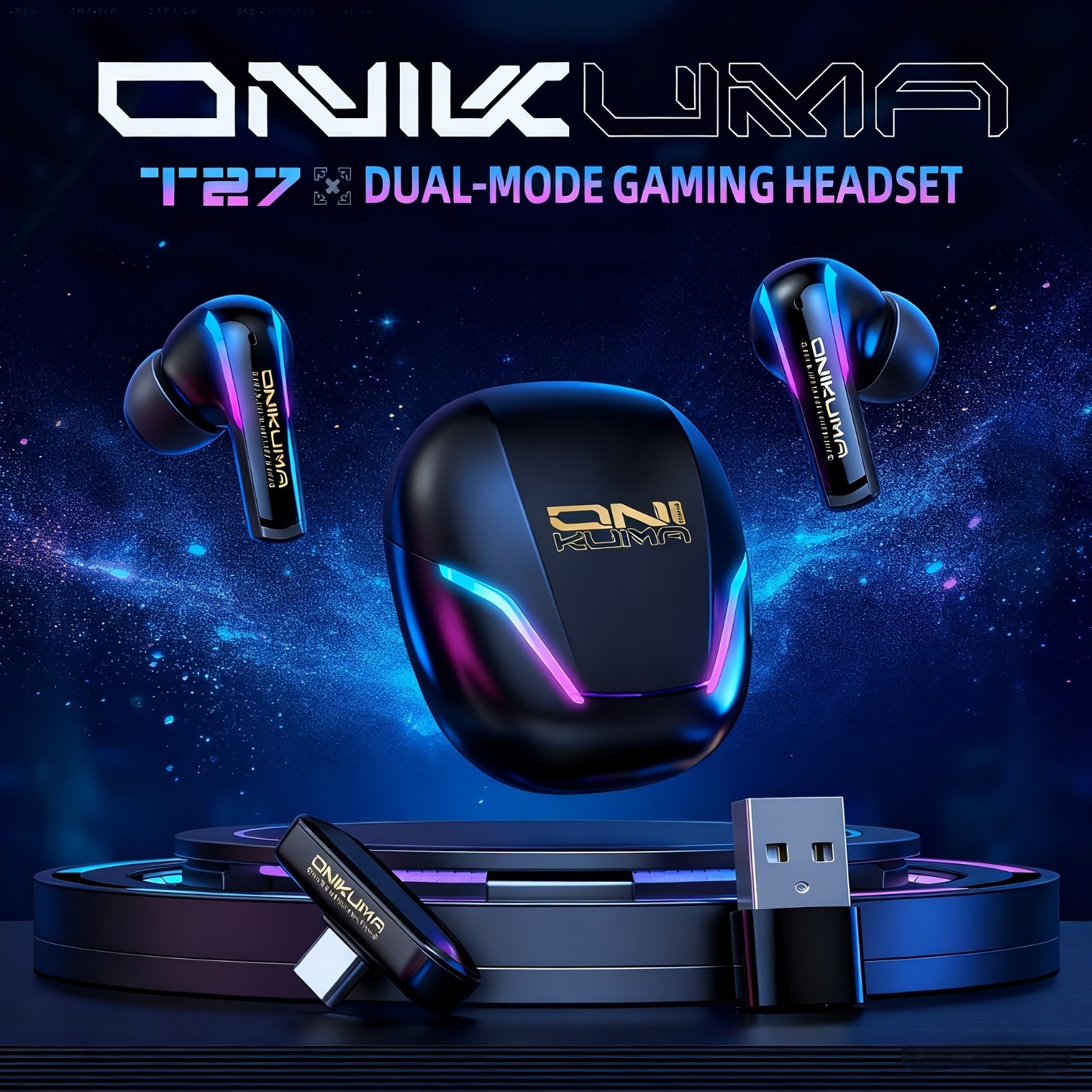 ONIKUMA Wireless Gaming Headset – Ultra-Low Latency, Precision 3D Sound, Enhanced Bass, LED Lighting
