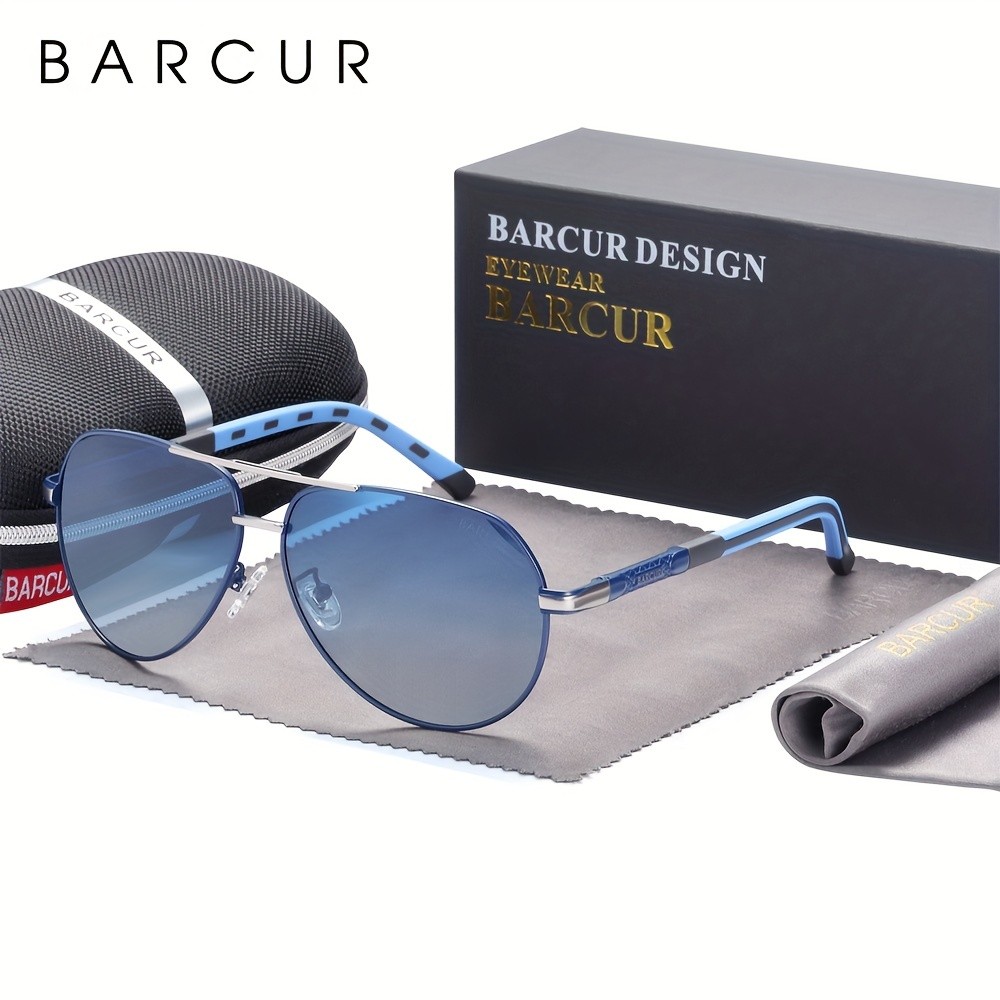 BARCUR Aluminum Retro Sunglasses for Men with Polarized Lenses