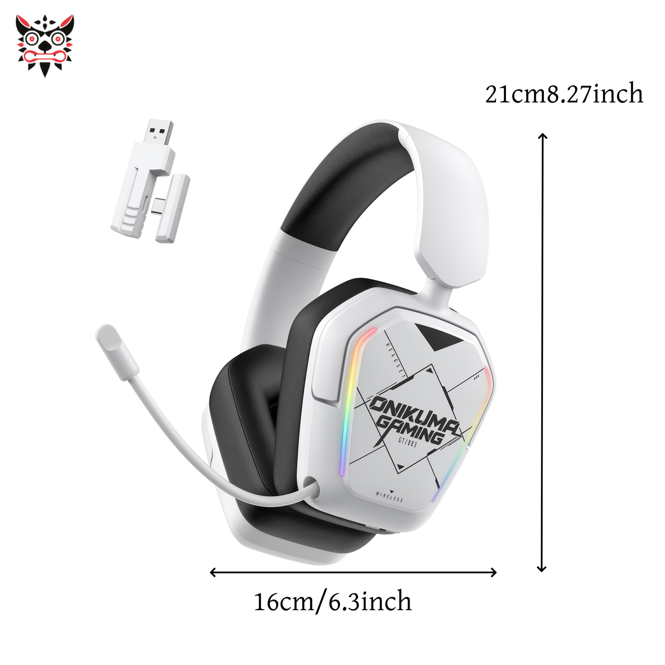 ONIKUMA Ultra-Lightweight Wireless Headset – 7.1 Surround Sound, RGB Lighting, Retractable Noise-Canceling Mic