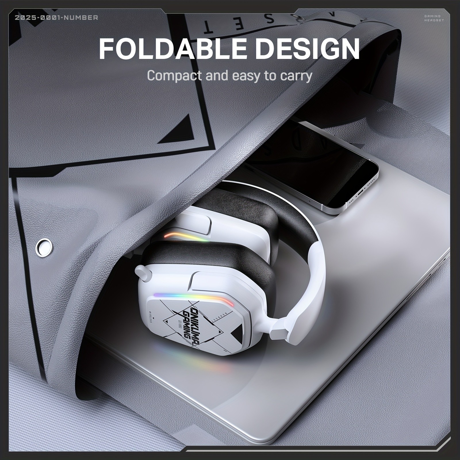 ONIKUMA Ultra-Lightweight Wireless Headset – 7.1 Surround Sound, RGB Lighting, Retractable Noise-Canceling Mic