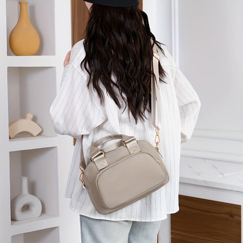 欧格华菲 OGEHUAFEE Large Capacity Nylon Bag – Lightweight Travel Shoulder & Handbag with Removable Strap, Zipper Closure, Adjustable Straps, Casual Style