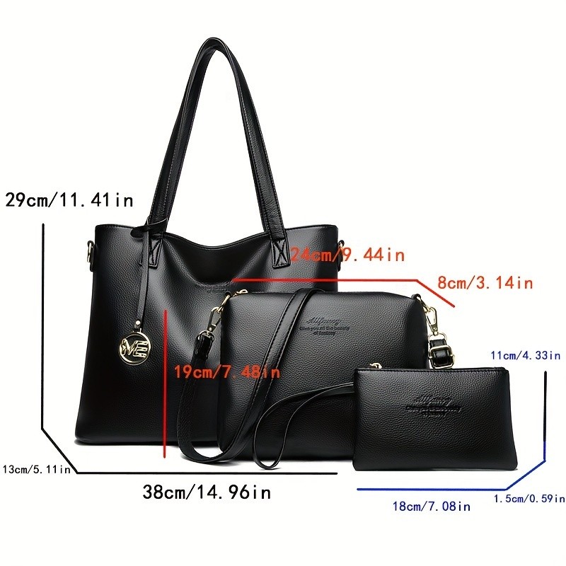欧格华菲 OGEHUAFEE High Quality Three-Piece Women’s Handbag Set – Large Capacity PU Handbag, Ideal for Shopping, Parties, and Travel