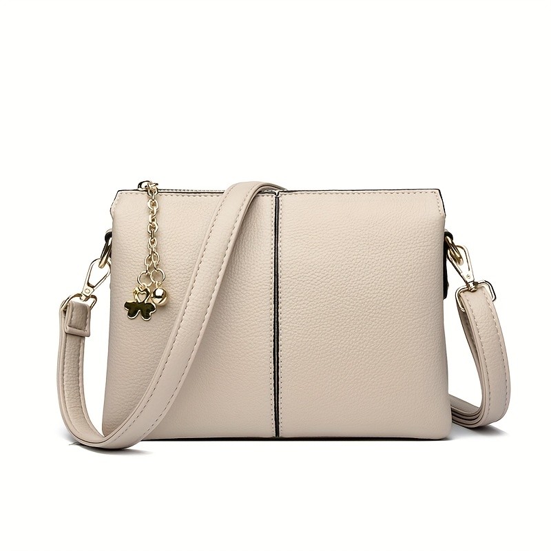 欧格华菲 OGEHUAFEE Women’s PU Small Square Crossbody Bag – 3-Tier Detachable Strap, Tassel Charm, Zipper Closure