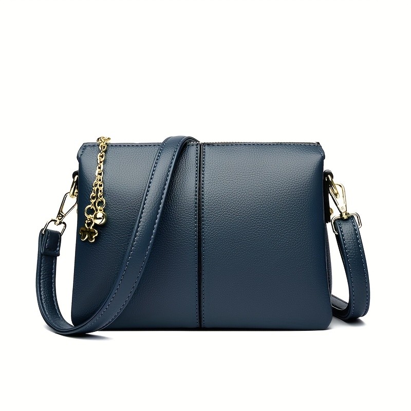 欧格华菲 OGEHUAFEE Women’s PU Small Square Crossbody Bag – 3-Tier Detachable Strap, Tassel Charm, Zipper Closure