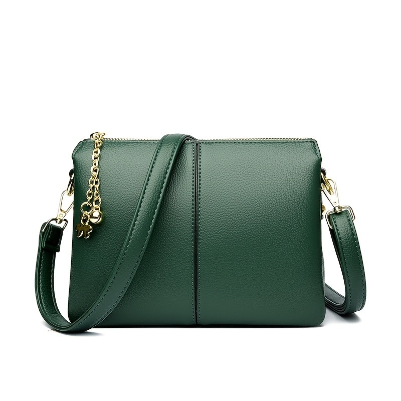 欧格华菲 OGEHUAFEE Women’s PU Small Square Crossbody Bag – 3-Tier Detachable Strap, Tassel Charm, Zipper Closure