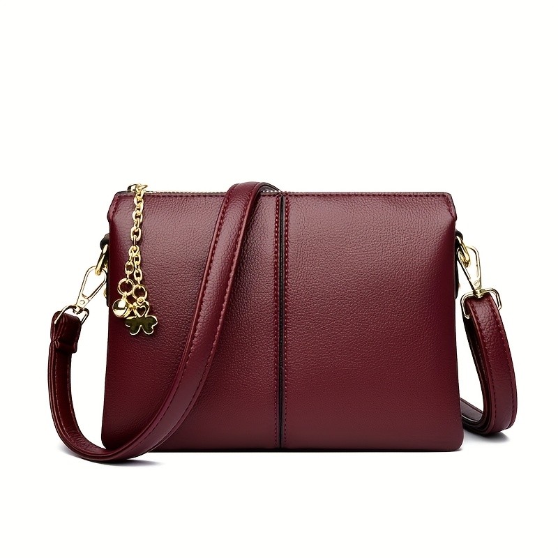 欧格华菲 OGEHUAFEE Women’s PU Small Square Crossbody Bag – 3-Tier Detachable Strap, Tassel Charm, Zipper Closure