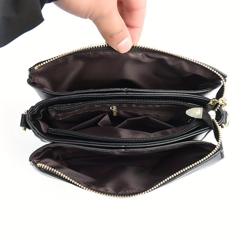 欧格华菲 OGEHUAFEE Women’s PU Small Square Crossbody Bag – 3-Tier Detachable Strap, Tassel Charm, Zipper Closure