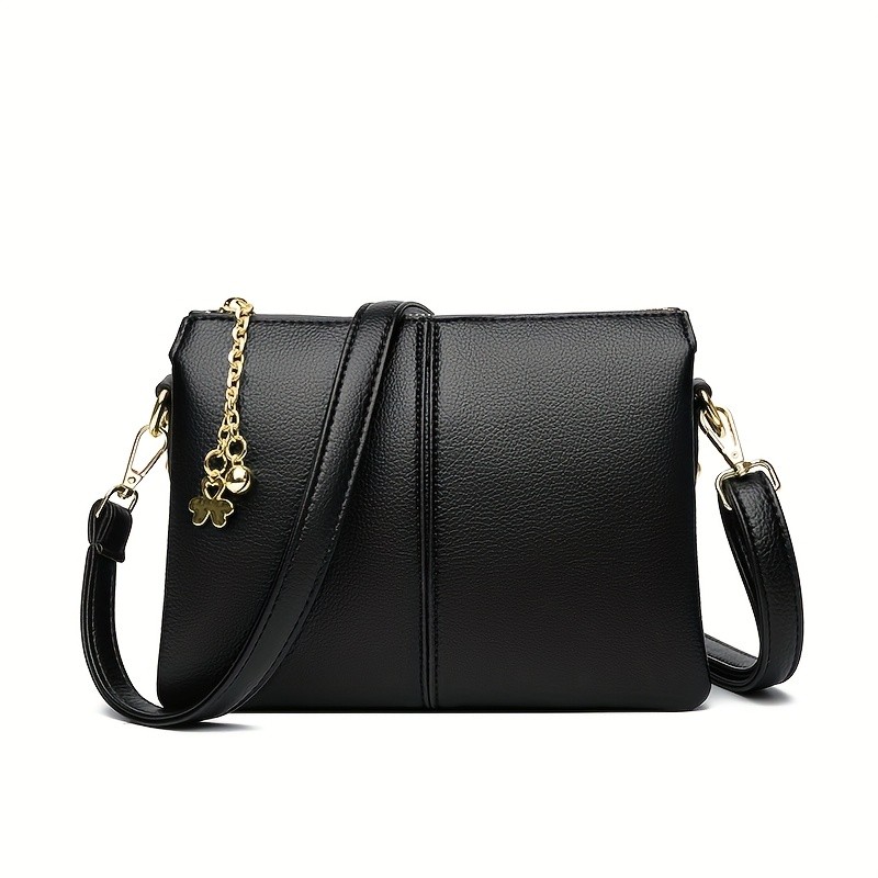 欧格华菲 OGEHUAFEE Women’s PU Small Square Crossbody Bag – 3-Tier Detachable Strap, Tassel Charm, Zipper Closure