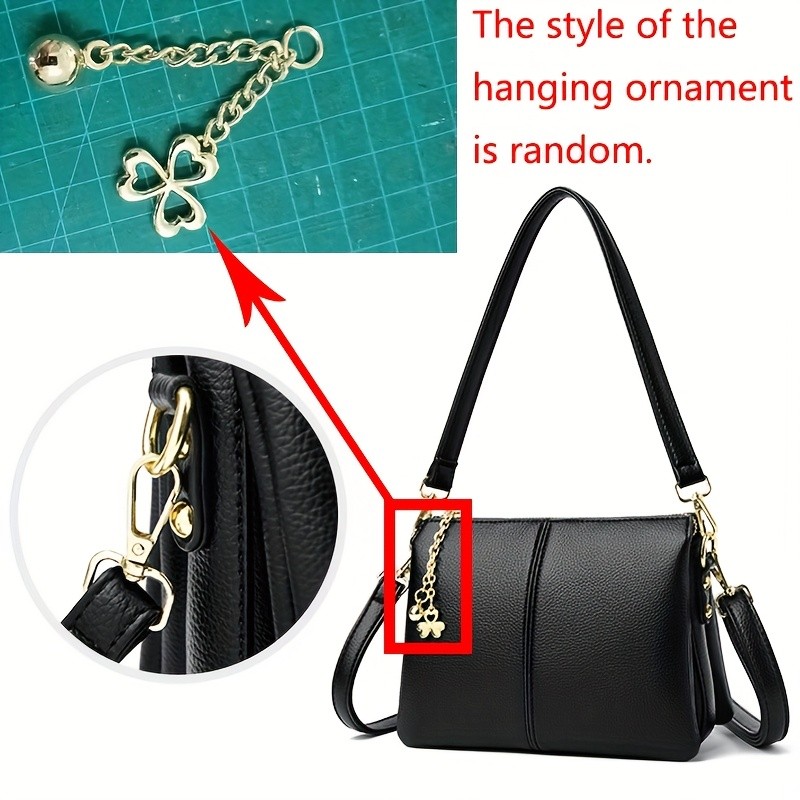 欧格华菲 OGEHUAFEE Women’s PU Small Square Crossbody Bag – 3-Tier Detachable Strap, Tassel Charm, Zipper Closure