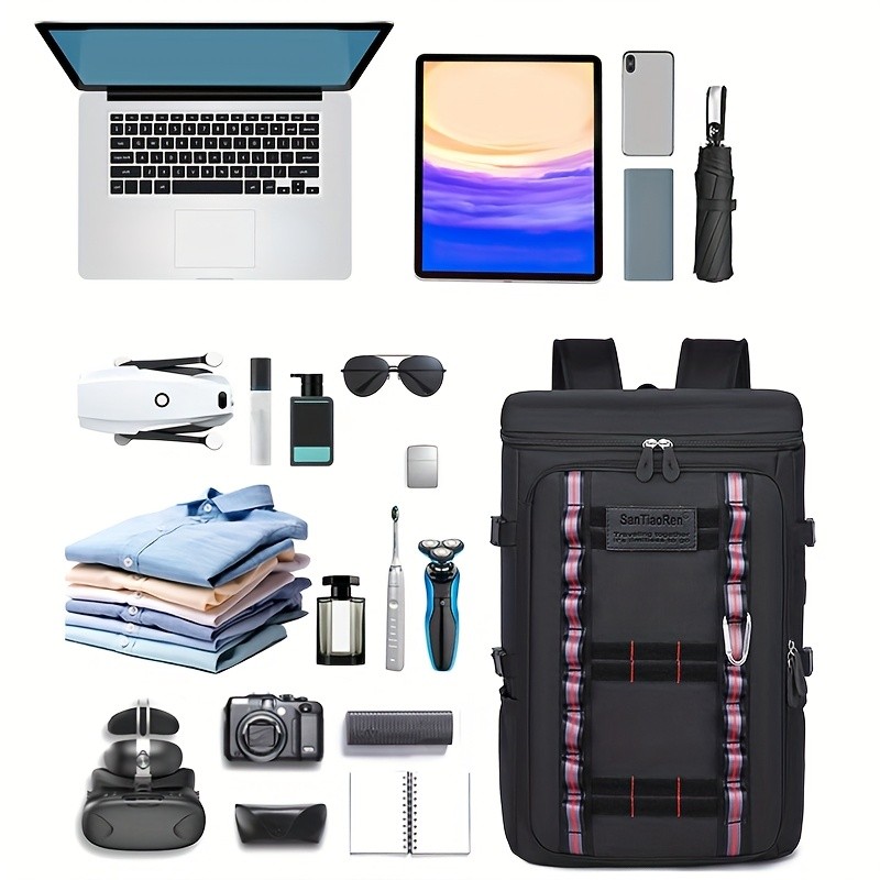 欧格华菲 OGEHUAFEE Large Capacity Fashionable Men’s Backpack – Multifunctional Outdoor Travel Backpack, Multi-Pocket Storage, Dry Wet Separation