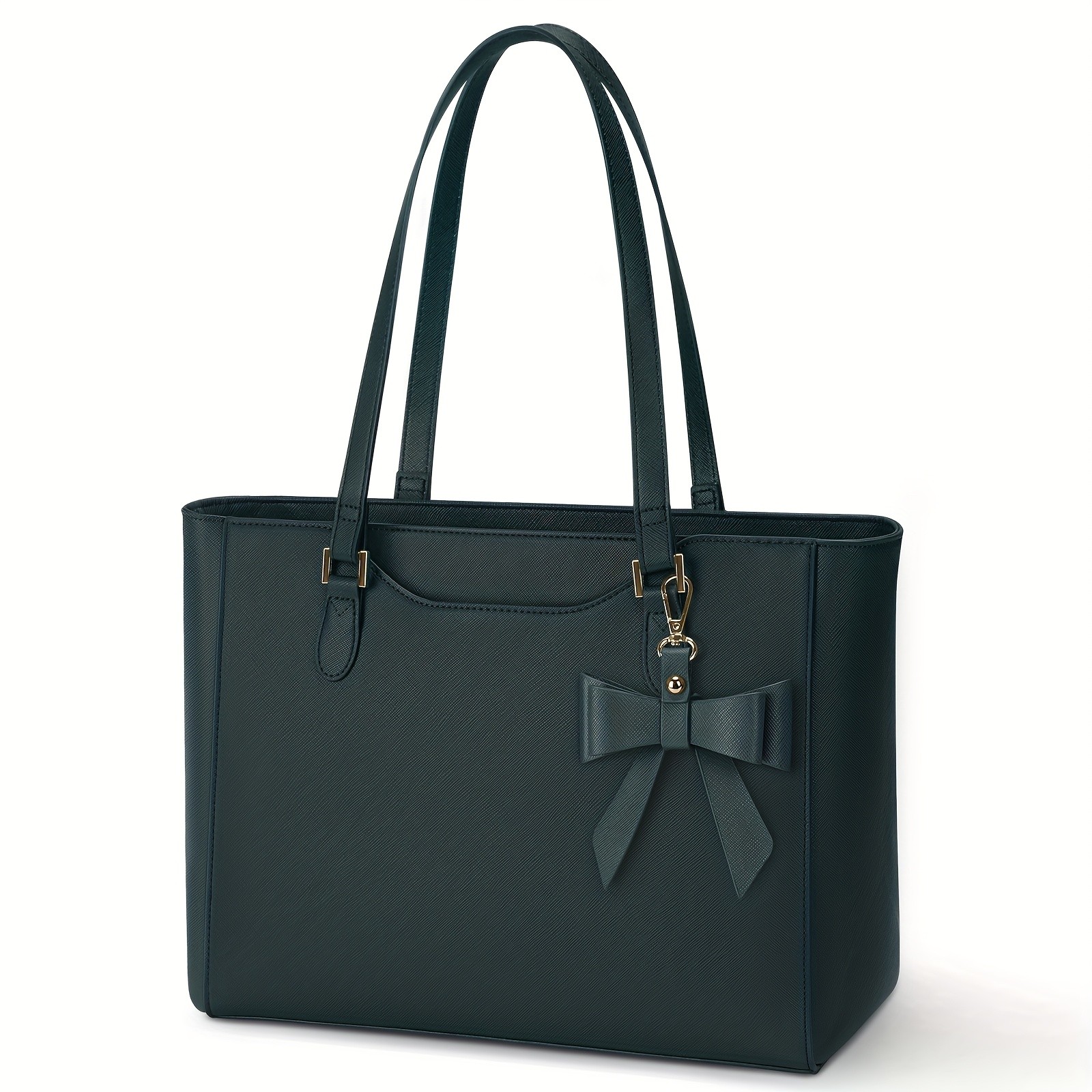 KTMOUW Laptop Bags for Women – Large Capacity Tote Bag, Job Hunting, A4 Support, Self-Supporting Design, Formal Shoulder Bag with Bow Tie