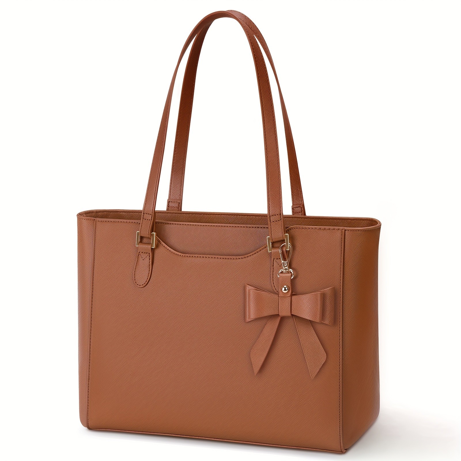 KTMOUW Laptop Bags for Women – Large Capacity Tote Bag, Job Hunting, A4 Support, Self-Supporting Design, Formal Shoulder Bag with Bow Tie