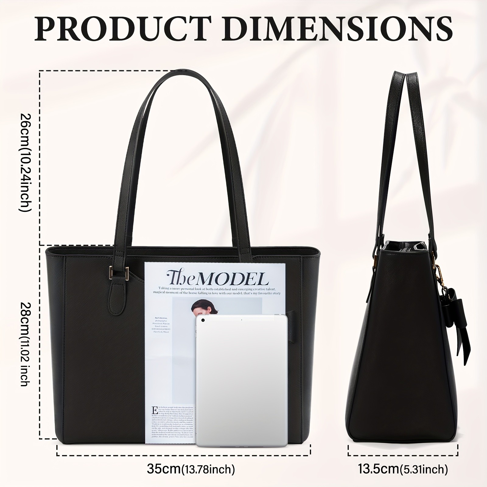 KTMOUW Women’s Handbag – Large Capacity PU Leather Tote Bag, Zippered Shoulder Bag for School, Work, Travel, and Shopping