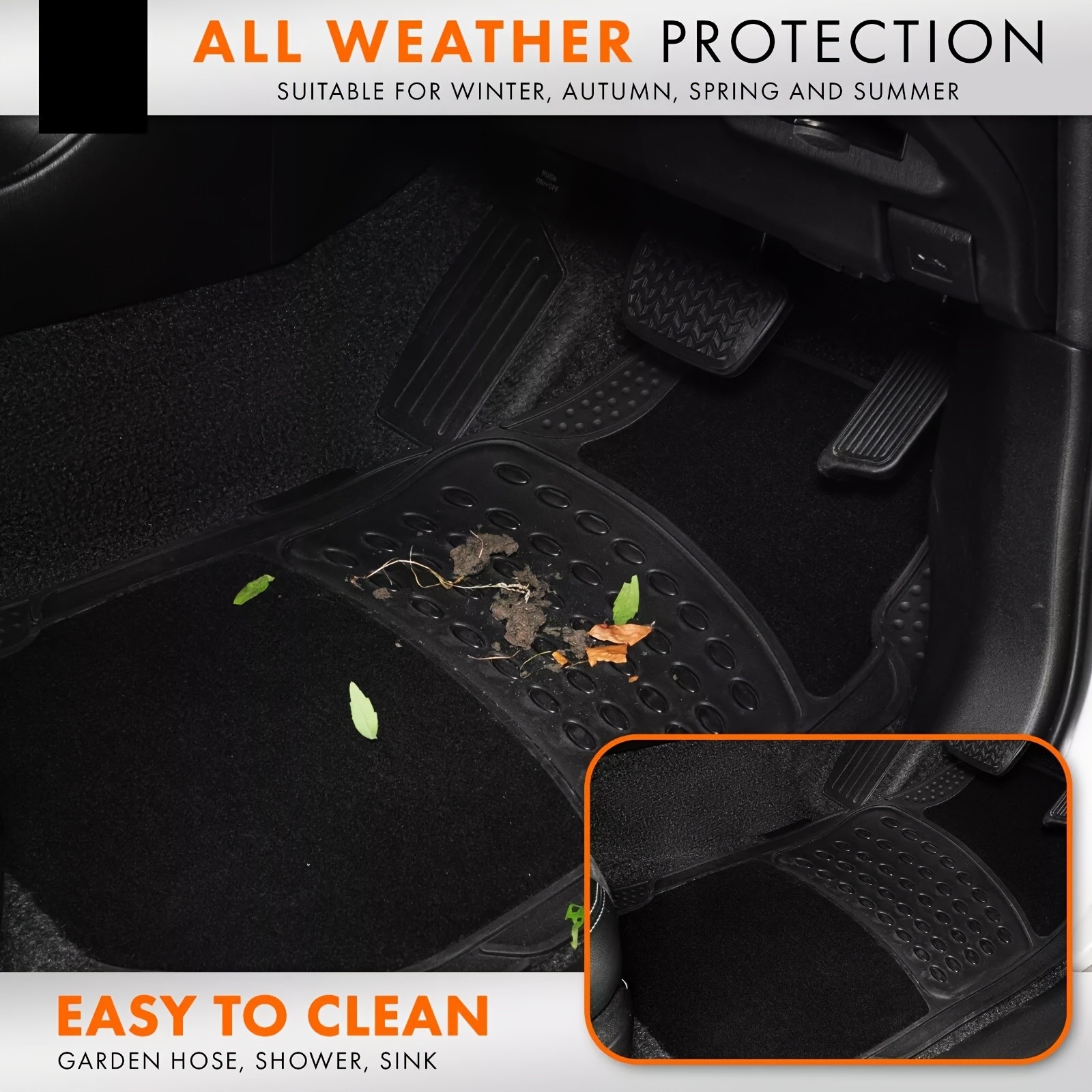 KTMOUW Universal Car Floor Mats – Waterproof & Durable Rubber Mats for Cars, SUVs, Trucks, and Vans