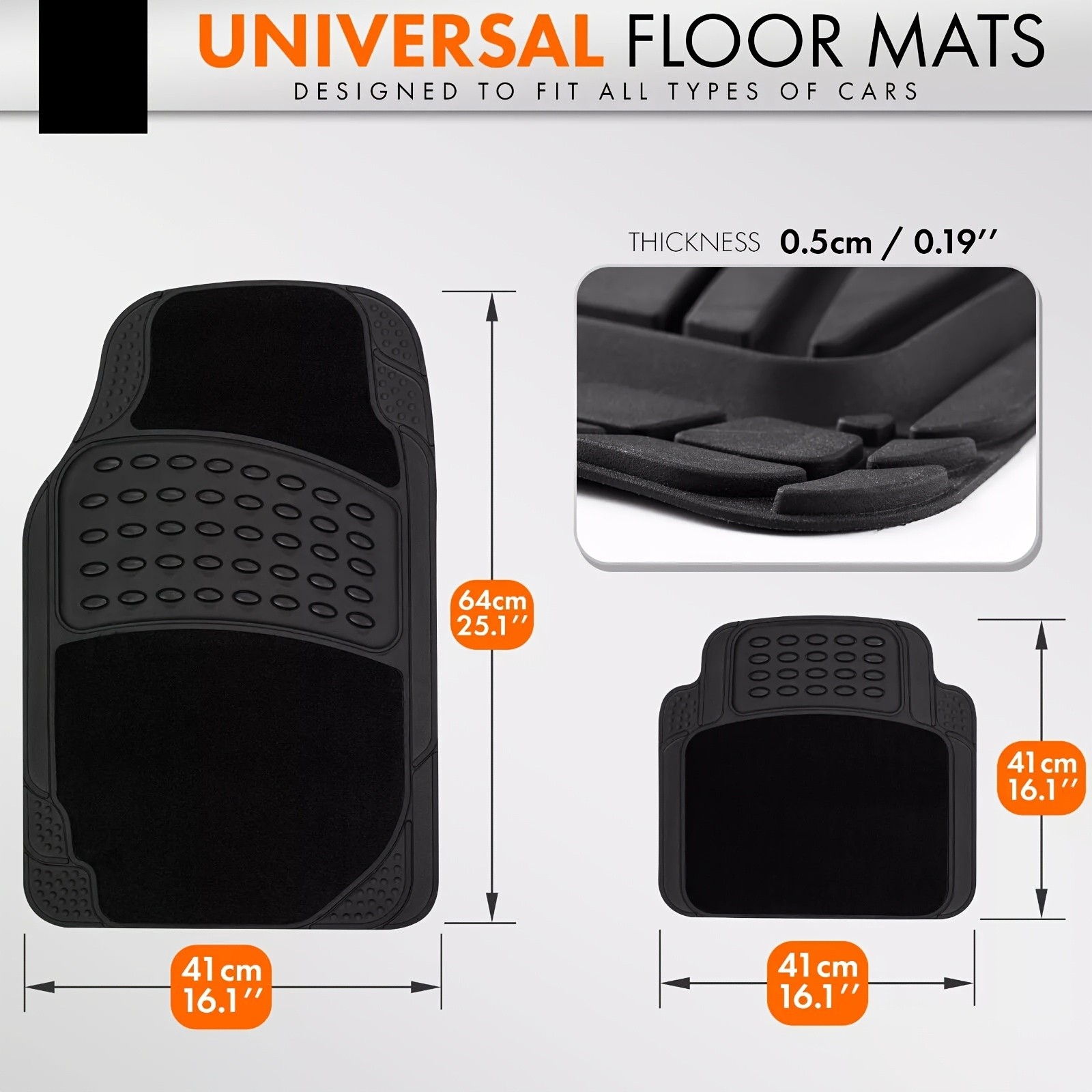 KTMOUW Universal Car Floor Mats – Waterproof & Durable Rubber Mats for Cars, SUVs, Trucks, and Vans