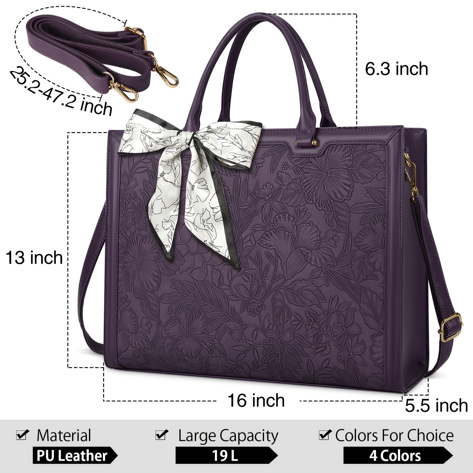 KTMOUW Laptop Bag for Women – 39.62 cm Tote, PU Computer Business Briefcase, Large Capacity Shoulder Handbag