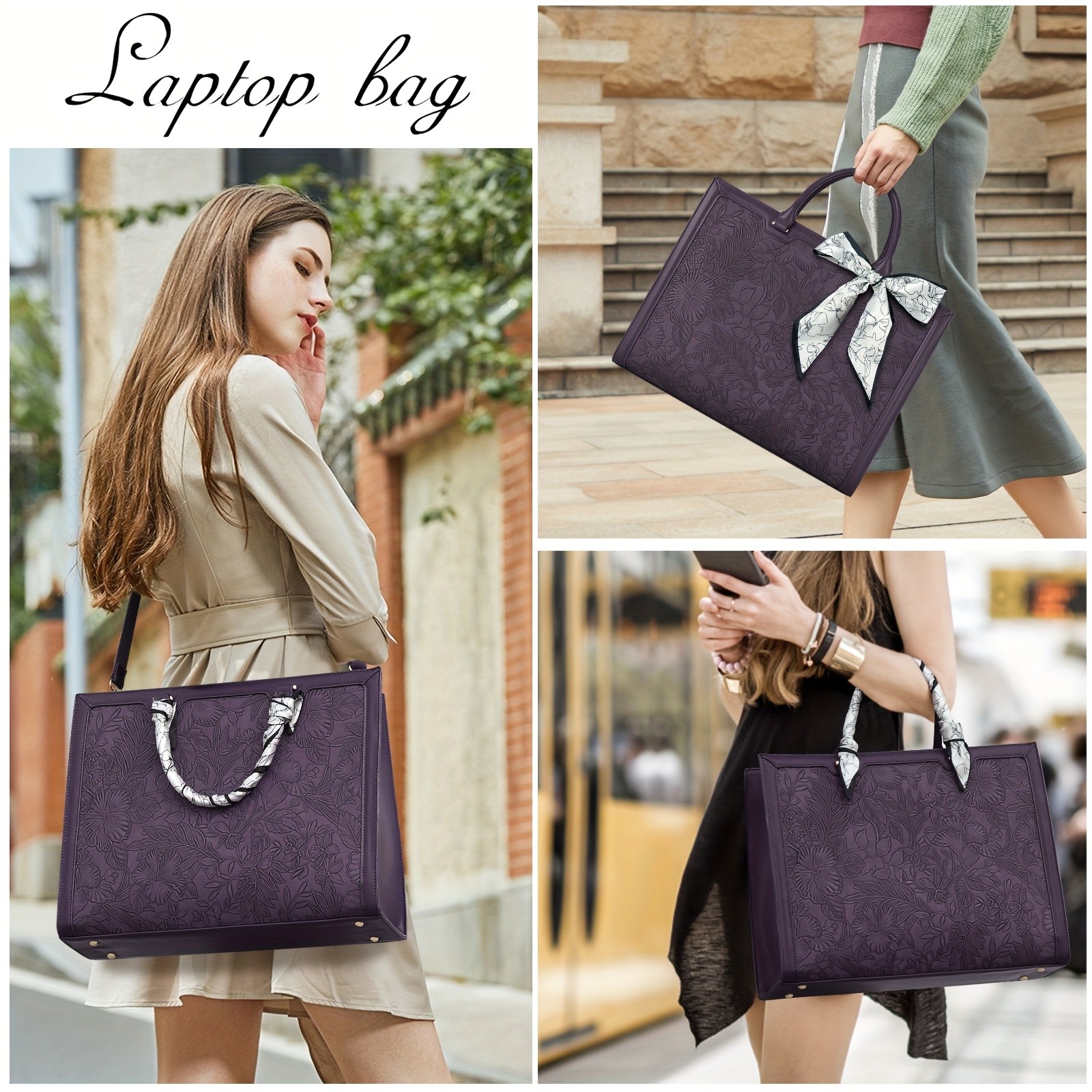 KTMOUW Laptop Bag for Women – 39.62 cm Tote, PU Computer Business Briefcase, Large Capacity Shoulder Handbag